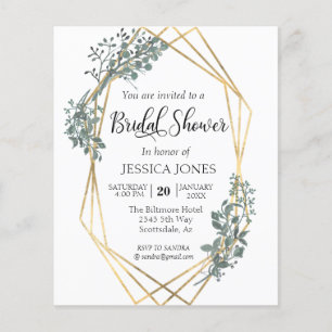 Botanical Greenery Gold Frame Bridal Shower 