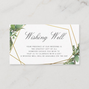 Botanical Greenery & Gold Geometric Wishing Well Enclosure Card