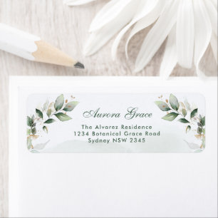Botanical Greenery Gold Return Address