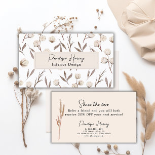 Botanical Greenery Interior Design Referral Card