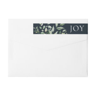Botanical Greenery JOY Blue Wrap Around Label