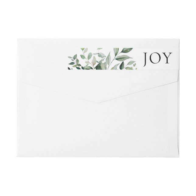 Botanical Greenery JOY Holiday Wrap Around Label (Back)