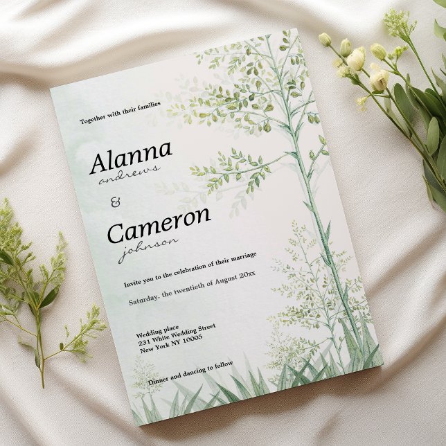 Botanical greenery leaf floral rustic Wedding Invitation (Botanical greenery leaf floral rustic Wedding )