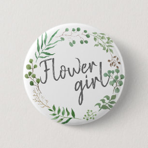 Botanical Greenery Leaf Flower Girl 6 Cm Round Badge
