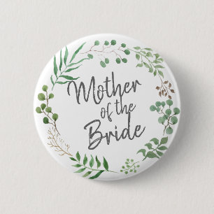 Botanical Greenery Leaf Mother Of The Bride 6 Cm Round Badge