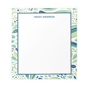 Botanical Greenery Leaf Pattern Personalised Name Notepad