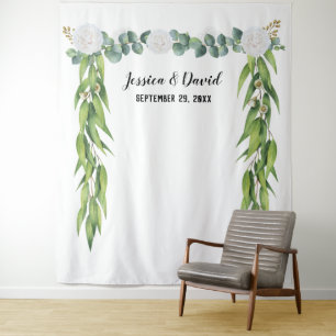 Botanical Greenery Leaves Arch Wedding Backdrops Tapestry