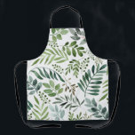 Botanical Greenery Leaves Watercolor  Apron<br><div class="desc">Rustic Watercolor greenery leaves pattern</div>