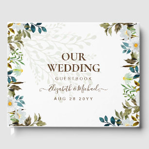 Botanical Greenery Leaves Wedding Guest Book