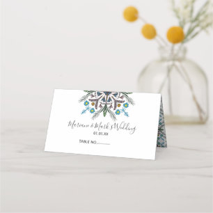 Botanical Greenery Mandala Floral Wedding Colourfu Place Card