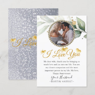 Botanical Greenery Photo Wife Anniversary Card