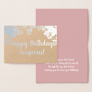 Botanical Greenery Rose Birthday Real Foil Card