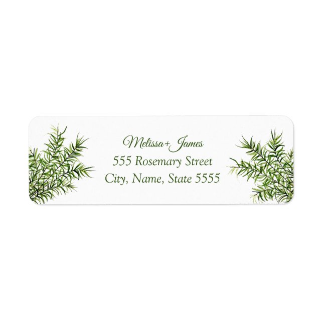Botanical Greenery Rosemary Wedding Return Address (Front)