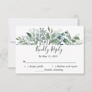Botanical Greenery RSVP Wedding Kindly Respond