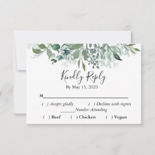 Botanical Greenery RSVP Wedding Kindly Respond