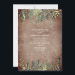 Botanical Greenery Rustic Brick Wedding Invitation<br><div class="desc">Botanical greenery at top and bottom with rustic brick background.</div>