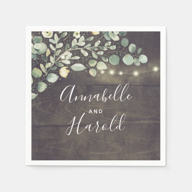 Botanical Greenery Rustic Country Wedding Napkin (Front)