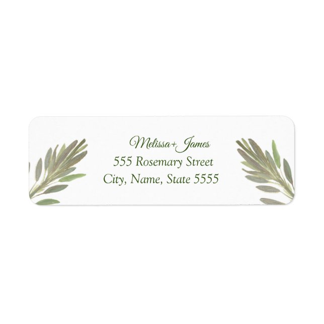 Botanical Greenery Sage Herb Wedding Return Label (Front)