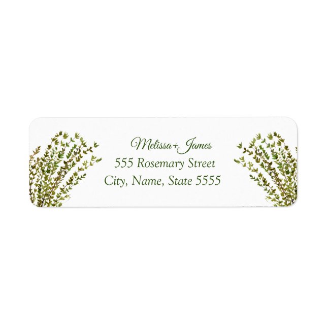 Botanical Greenery Thyme Herbs Wedding Return (Front)