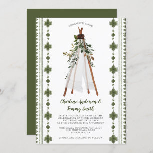 Botanical Greenery Tribal Boho Teepee Invitation