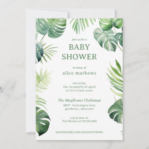 Botanical Greenery Tropical Plants Baby Shower Invitation