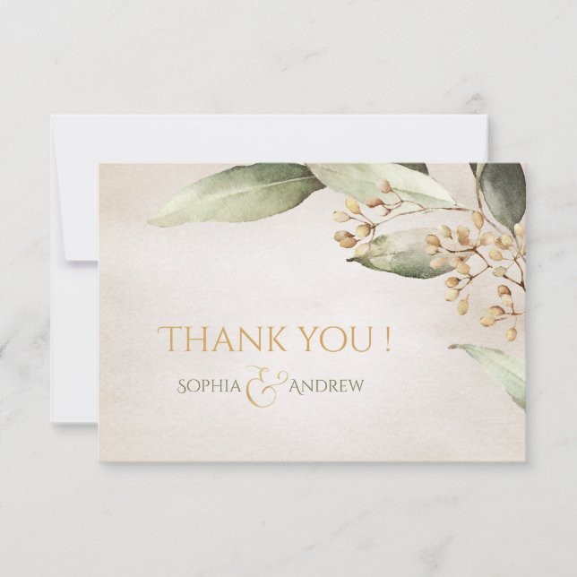 Botanical greenery vintage rustic thank you (Front)