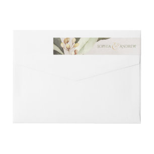 Botanical greenery vintage rustic wedding monogram wrap around label