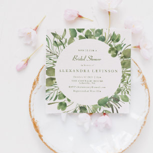 Botanical Greenery Watercolor Bridal Shower Invitation