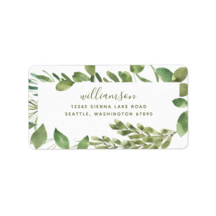 Botanical Greenery Watercolor Return Address Label