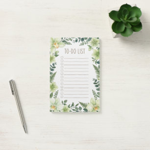 Botanical Greenery Watercolor To Do List Notepad
