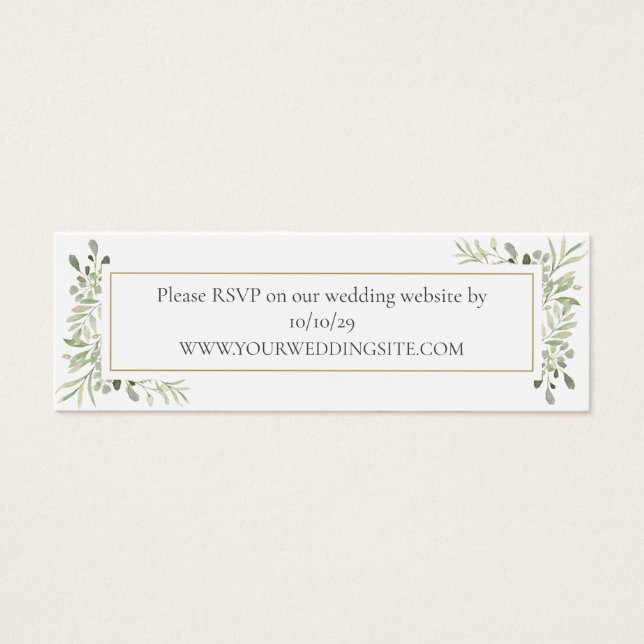 Botanical Greenery Watercolor Wedding Website RSVP (Front)