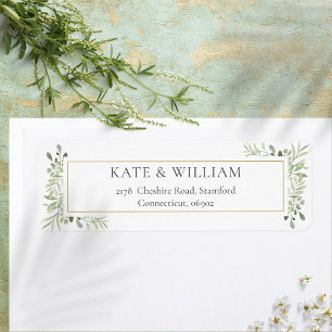 Botanical Greenery Watercolour Foliage Address