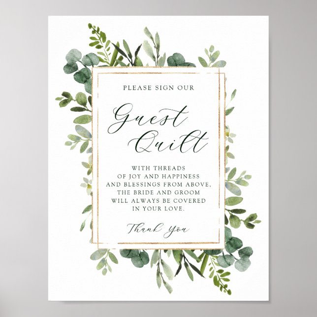 Botanical Greenery Wedding Guest Quilt Sign (Front)