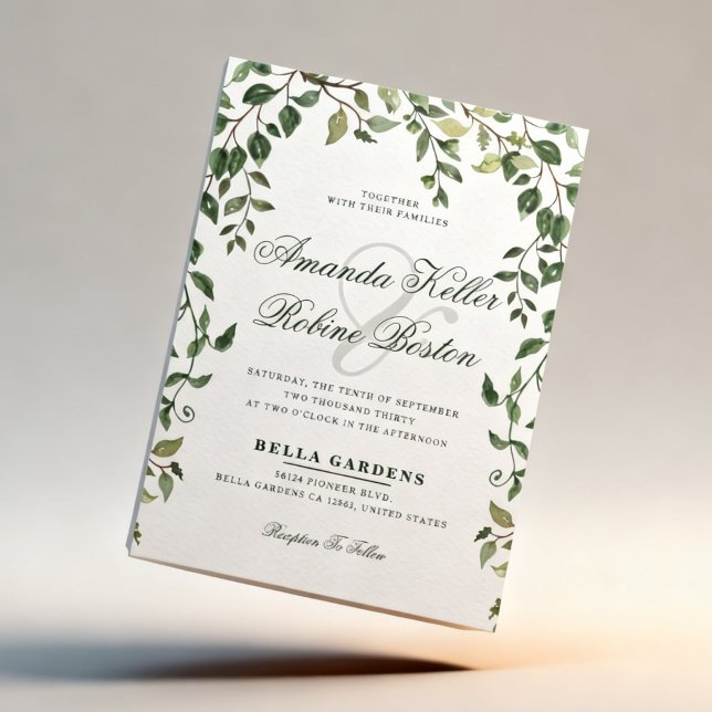 Botanical Greenery Wedding Invitation (Creator Uploaded)