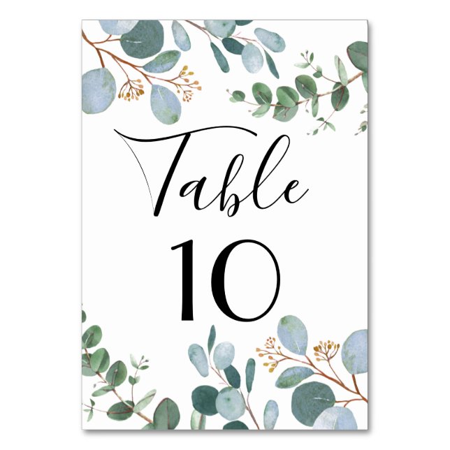 Botanical Greenery Wedding Table Number (Front)