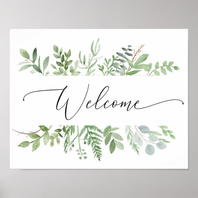 Botanical Greenery Welcome Sign Wedding or Shower (Front)