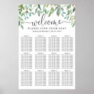 Botanical Greenery Welcome Wedding Seating Chart