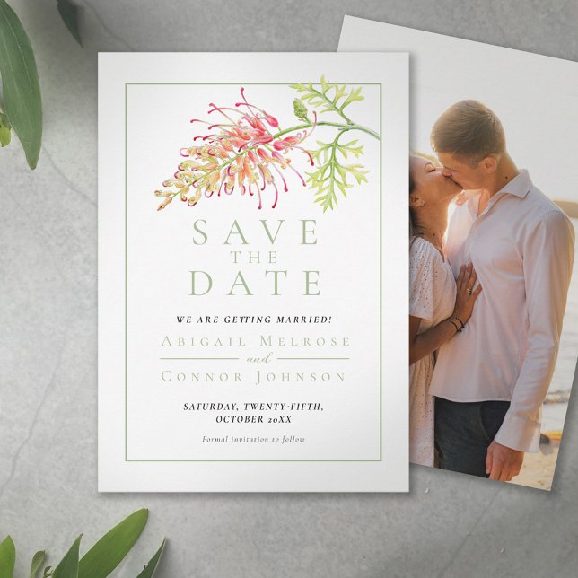 Botanical Grevillea Floral Photo  Save The Date (Creator Uploaded)