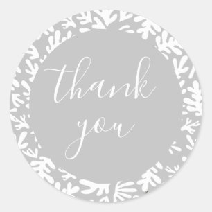 Botanical Grey Small Business Customer Thank You Classic Round Sticker