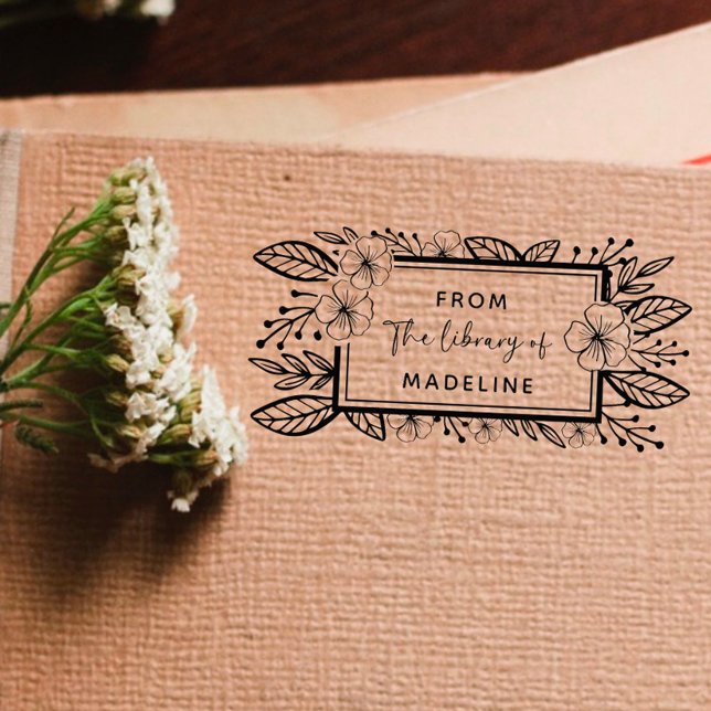 Botanical Hand-drawn Custom Library Book Self-inking Stamp (Creator Uploaded)