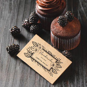 Botanical Hand-drawn Frame Handmade with Love Rubber Stamp