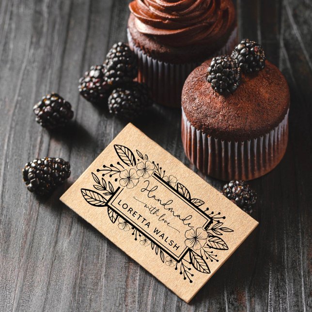 Botanical Hand-drawn Frame Handmade with Love Self-inking Stamp (Creator Uploaded)