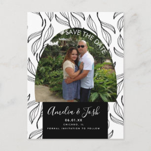 Botanical Hand Drawn Leaf Save the Date Photo Pos Postcard