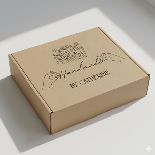 Botanical Handmade by (custom name), Big Large  Rubber Stamp
