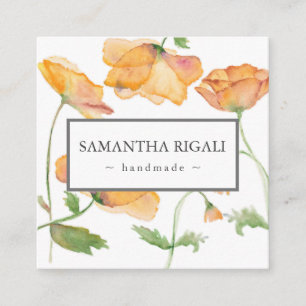 Botanical Handmade Orange Flower Business Card