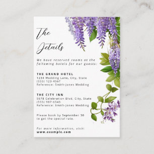 Botanical Hanging Purple Wisteria Wedding  Enclosure Card