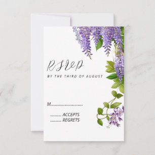 Botanical Hanging Purple Wisteria Wedding RSVP Card
