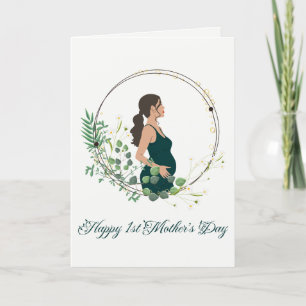 Botanical Happy 1st Mother's Day For Mum To Be Holiday Card