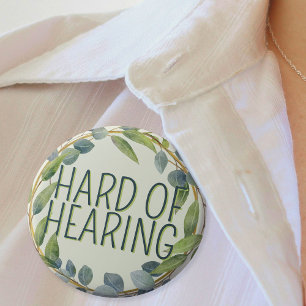 Botanical Hard of Hearing Green Deafness  3 Cm Round Badge