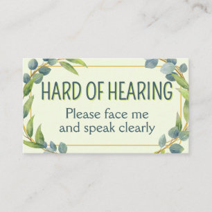 Botanical Hard of Hearing Green Deafness Business Card